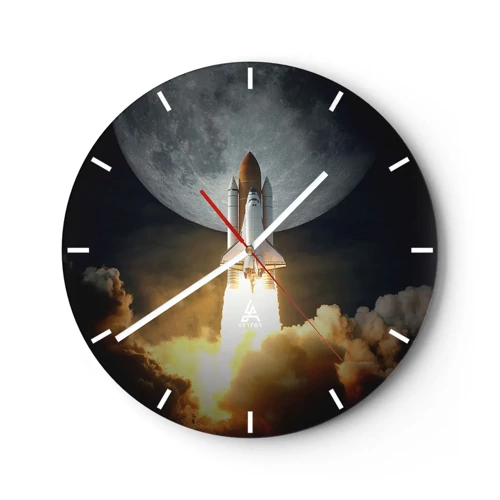 Wall clock - Clock on glass - Beginning of Unearthly Adventure - 30x30 cm