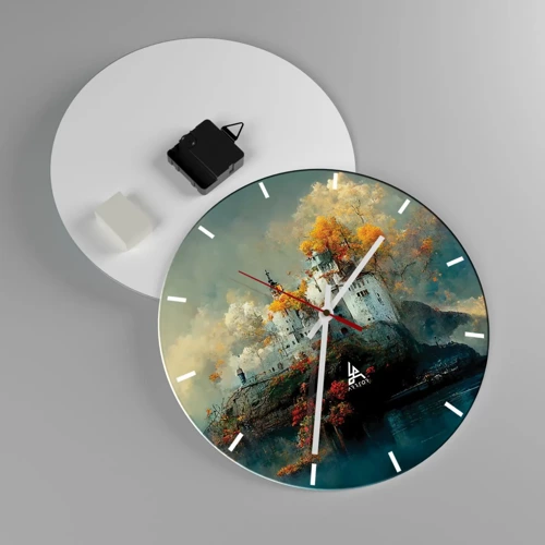 Wall clock - Clock on glass - Beginning of a Romantic Tale - 30x30 cm