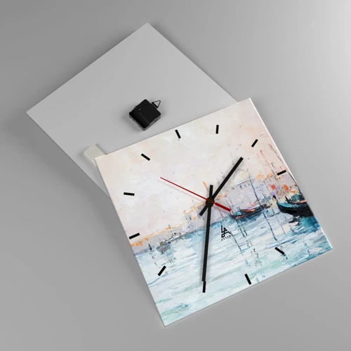 Wall clock - Clock on glass - Behind Water behind Fog - 40x40 cm