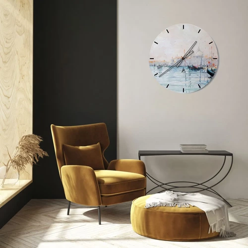 Wall clock - Clock on glass - Behind Water behind Fog - 40x40 cm