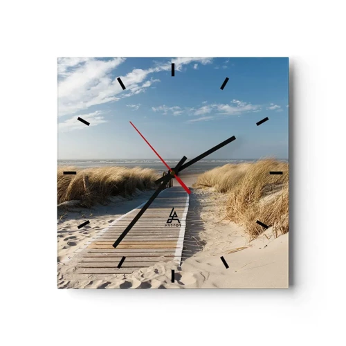 Wall clock - Clock on glass - Behind a Dune, in the Hum of Trees - 40x40 cm