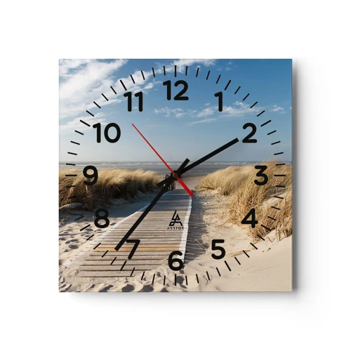 Wall clock - Clock on glass - Behind a Dune, in the Hum of Trees - 40x40 cm