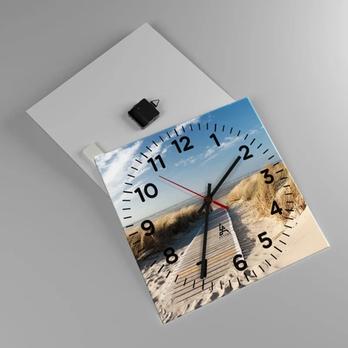 Wall clock - Clock on glass - Behind a Dune, in the Hum of Trees - 40x40 cm