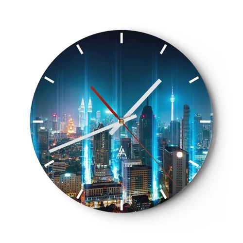 Wall clock - Clock on glass - Berlin Lights - 30x30 cm