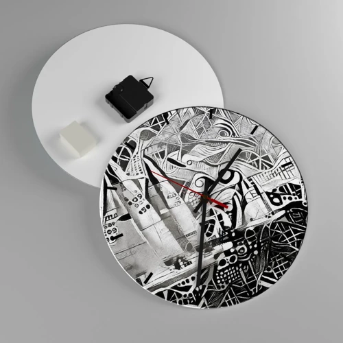 Wall clock - Clock on glass - Between Waves - 30x30 cm