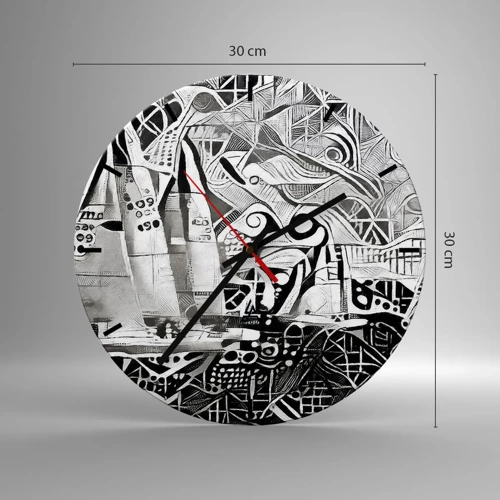 Wall clock - Clock on glass - Between Waves - 30x30 cm