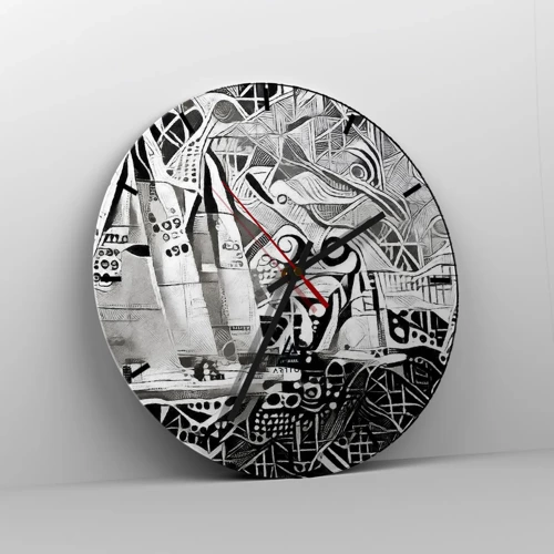 Wall clock - Clock on glass - Between Waves - 30x30 cm