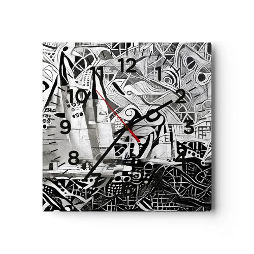 Wall clock - Clock on glass - Between Waves - 30x30 cm