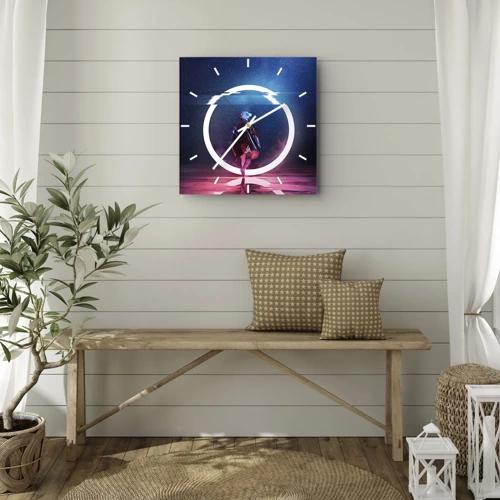 Wall clock - Clock on glass - Between Worlds - 30x30 cm