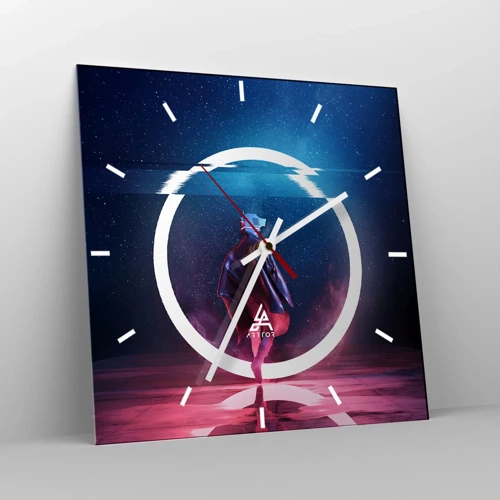 Wall clock - Clock on glass - Between Worlds - 40x40 cm