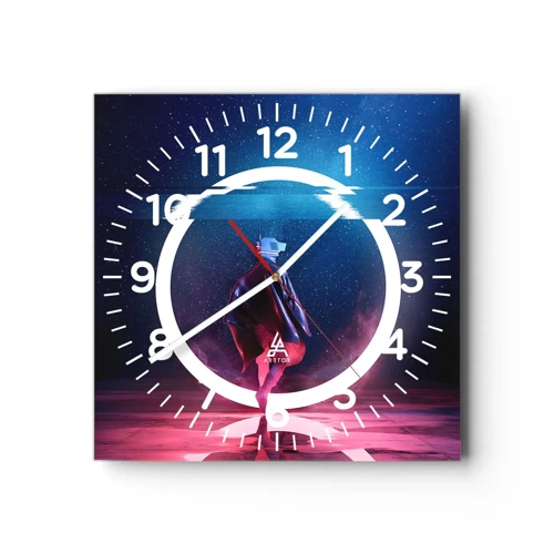 Wall clock - Clock on glass - Between Worlds - 40x40 cm