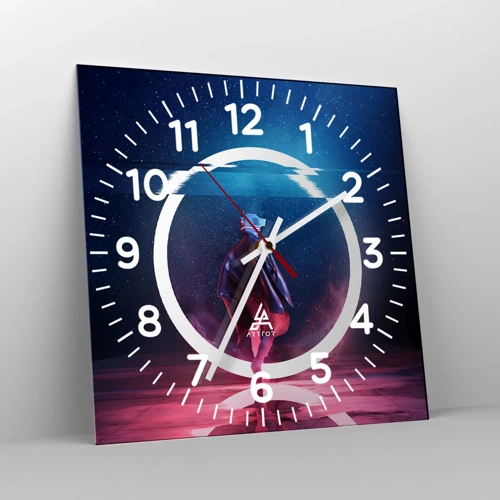 Wall clock - Clock on glass - Between Worlds - 40x40 cm