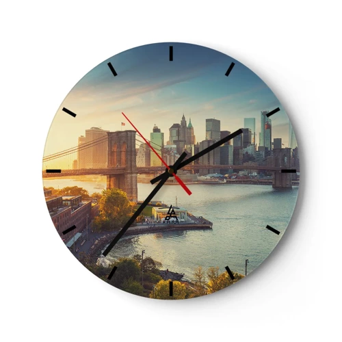 Wall clock - Clock on glass - Big City Dawn - 30x30 cm