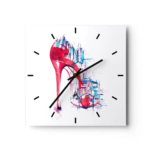 Wall clock - Clock on glass - Big City Elegance - 30x30 cm