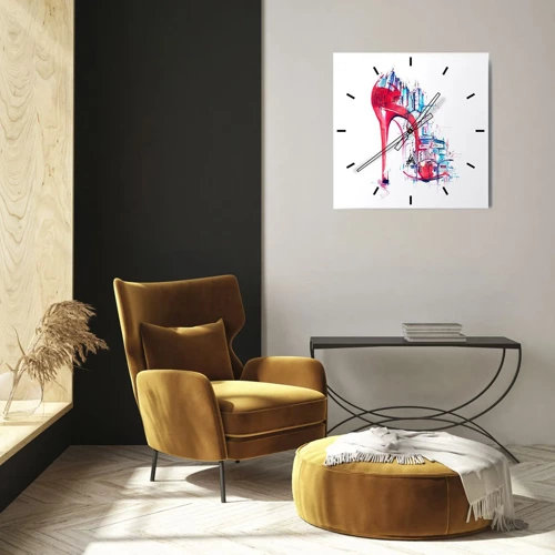 Wall clock - Clock on glass - Big City Elegance - 30x30 cm