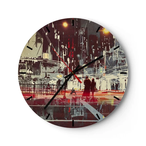 Wall clock - Clock on glass - Big City Trip - 30x30 cm