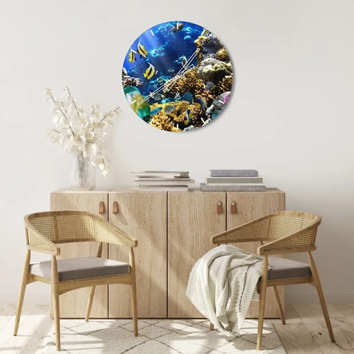 Wall clock - Clock on glass - Big Traffic to Holiday Destination - 30x30 cm