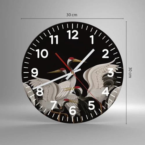Wall clock - Clock on glass - Bird Affairs - 30x30 cm