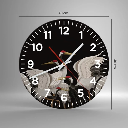 Wall clock - Clock on glass - Bird Affairs - 40x40 cm