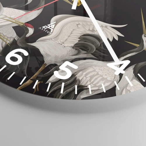 Wall clock - Clock on glass - Bird Affairs - 40x40 cm