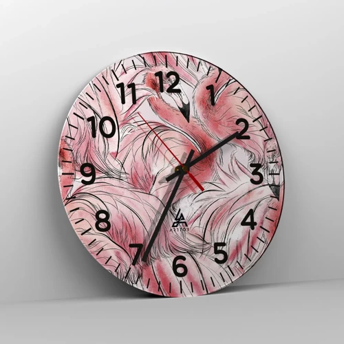 Wall clock - Clock on glass - Bird Corps de Ballet - 30x30 cm