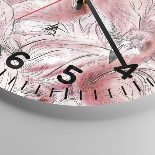 Wall clock - Clock on glass - Bird Corps de Ballet - 30x30 cm