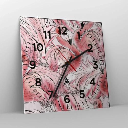 Wall clock - Clock on glass - Bird Corps de Ballet - 40x40 cm