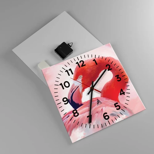 Wall clock - Clock on glass - Bird Look - 30x30 cm