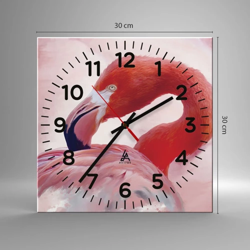 Wall clock - Clock on glass - Bird Look - 30x30 cm