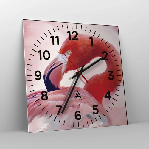 Wall clock - Clock on glass - Bird Look - 30x30 cm