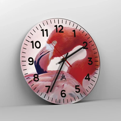 Wall clock - Clock on glass - Bird Look - 30x30 cm