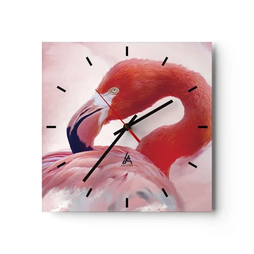 Wall clock - Clock on glass - Bird Look - 30x30 cm