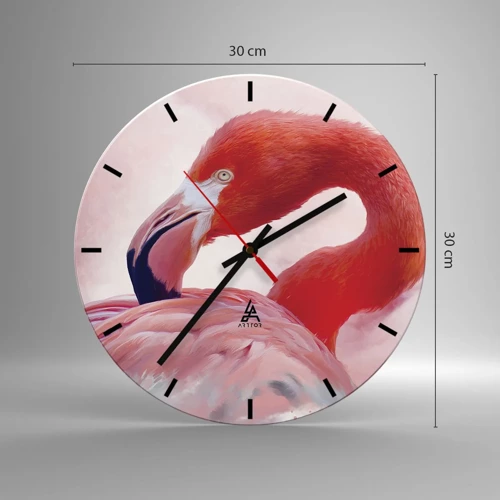 Wall clock - Clock on glass - Bird Look - 30x30 cm