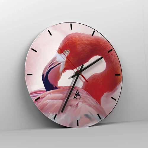 Wall clock - Clock on glass - Bird Look - 30x30 cm