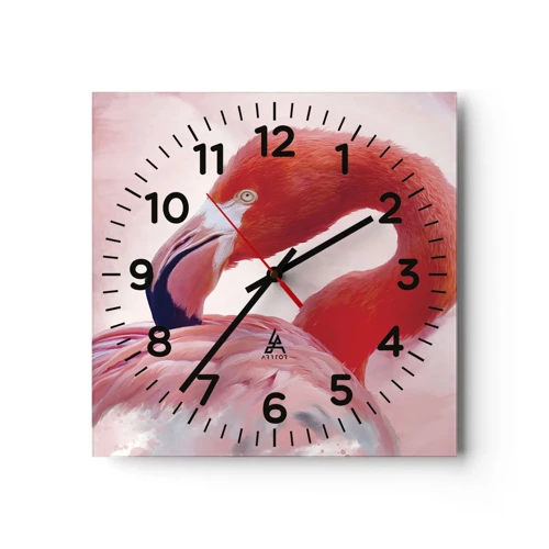 Wall clock - Clock on glass - Bird Look - 40x40 cm