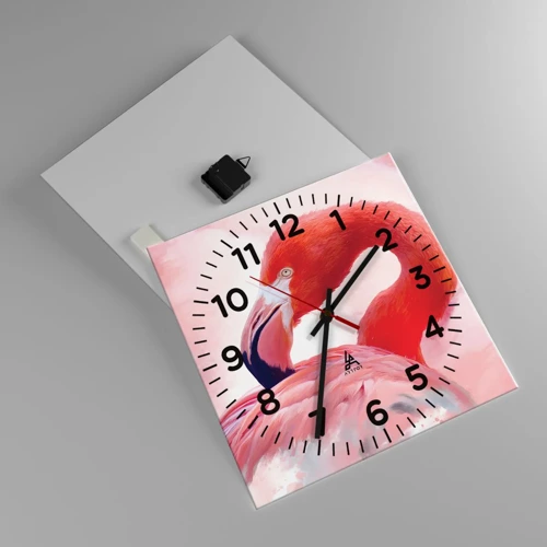 Wall clock - Clock on glass - Bird Look - 40x40 cm