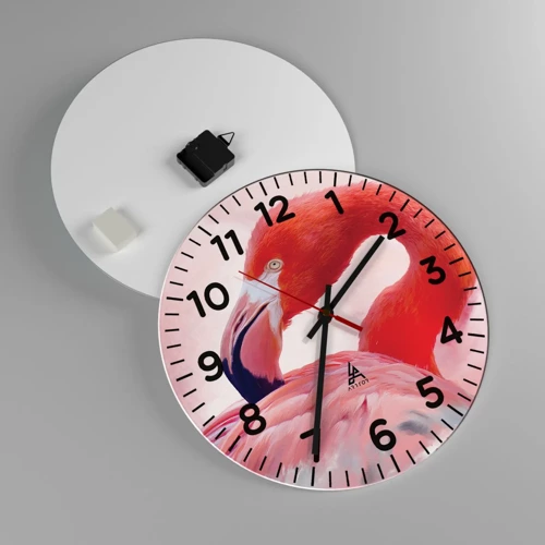 Wall clock - Clock on glass - Bird Look - 40x40 cm