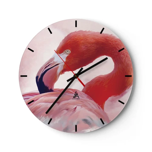 Wall clock - Clock on glass - Bird Look - 40x40 cm