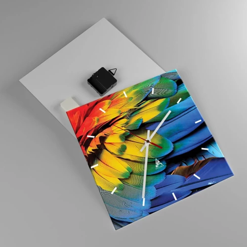 Wall clock - Clock on glass - Bird Of Paradise - 30x30 cm