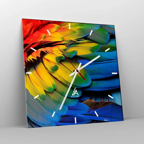 Wall clock - Clock on glass - Bird Of Paradise - 30x30 cm