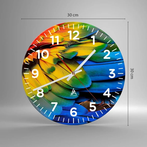 Wall clock - Clock on glass - Bird Of Paradise - 30x30 cm