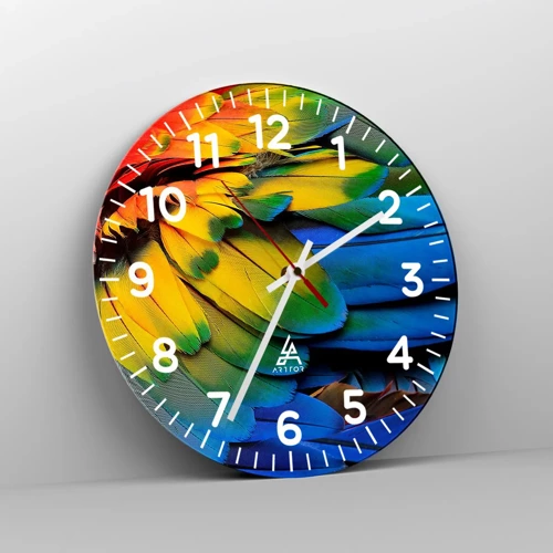 Wall clock - Clock on glass - Bird Of Paradise - 30x30 cm