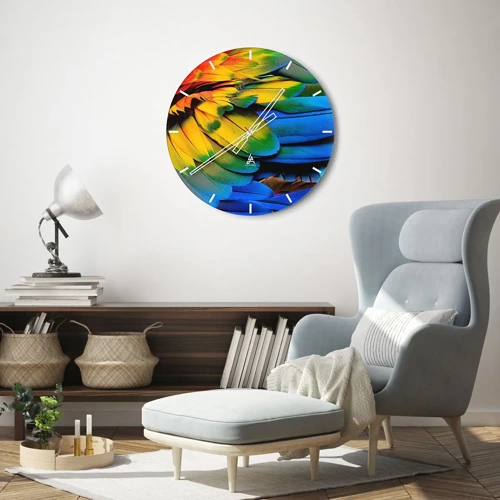 Wall clock - Clock on glass - Bird Of Paradise - 30x30 cm