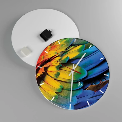 Wall clock - Clock on glass - Bird Of Paradise - 40x40 cm