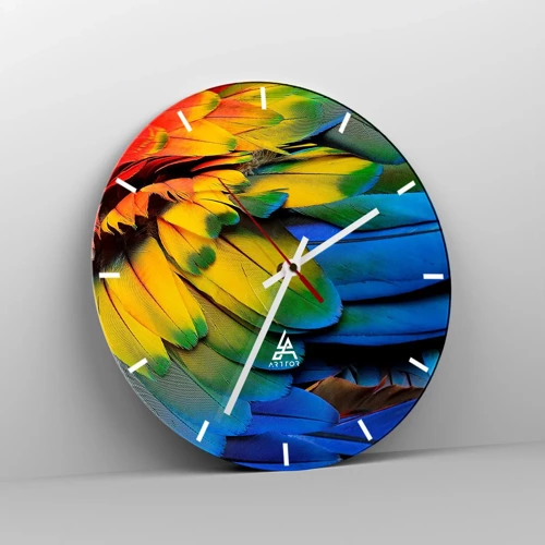 Wall clock - Clock on glass - Bird Of Paradise - 40x40 cm