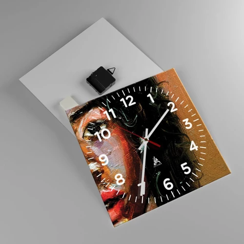 Wall clock - Clock on glass - Black and Shine - 30x30 cm