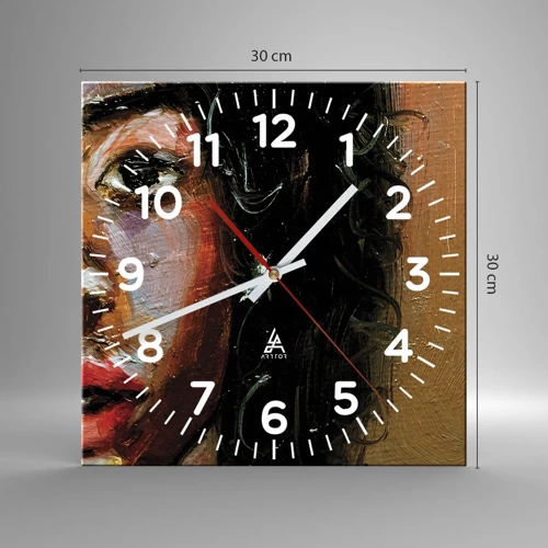 Wall clock - Clock on glass - Black and Shine - 30x30 cm