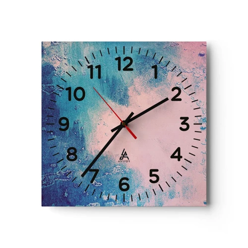 Wall clock - Clock on glass - Blue Hug - 30x30 cm