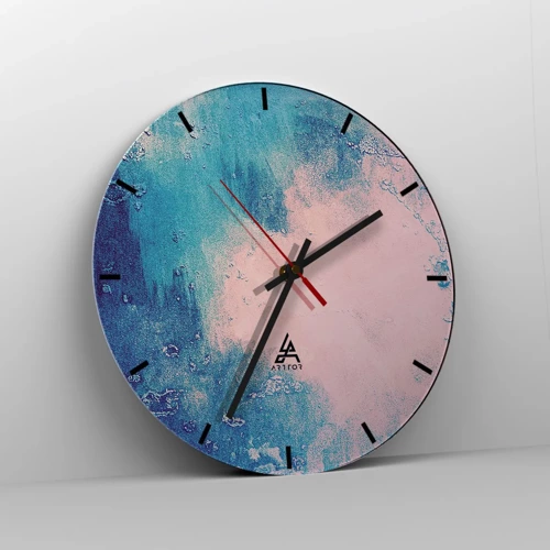 Wall clock - Clock on glass - Blue Hug - 30x30 cm