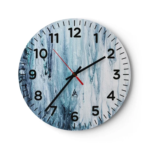 Wall clock - Clock on glass - Blue Icicles - 30x30 cm